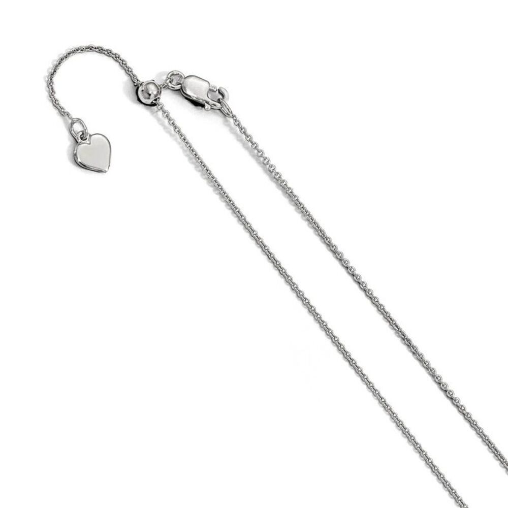 1mm Rhodium Plated Sterling Silver Adj. Rolo Chain Necklace, 22 Inch